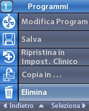 Indicazioni per l'uso del telecomando clinico Eliminazione dei programmi 1. Premere il pulsante sul lato sinistro del telecomando.