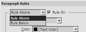 . 2. Επιλέξτε Rule Above (Διακοσμητική γραμμή επάνω) ή Rule Below (Διακοσμητική γραμμή κάτω) για να καθορίσετε αν η διακοσμητική γραμμή θα εμφανίζεται πριν ή μετά την επιλεγμένη παράγραφο 26. 3.