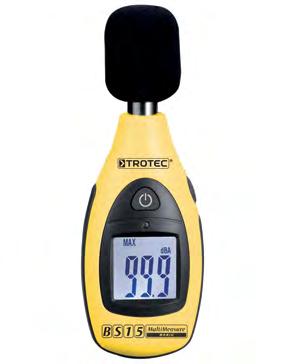SM-150 Audio measuring range: 35-130dB Accuracy: ± 2dB Response time: 125ms -1sec Works with alkaline 9V, lifetime ~ 50h SM-150 BS-15 Ντεσιμπελόμετρο TROTEC BS-15 Ο μετρητής θορύβου BS15 μπορεί να