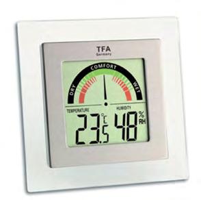 ΤΟΟLS 30.5023 Ψηφιακό θερμοϋγρόμετρο 30.5023 Διαθέτει χρωματιστές ζώνες αντιπροσωπευτικές της ποιότητας του κλίματος μέσα στο δωμάτιο. Με πλαίσιο ασημί PVC.