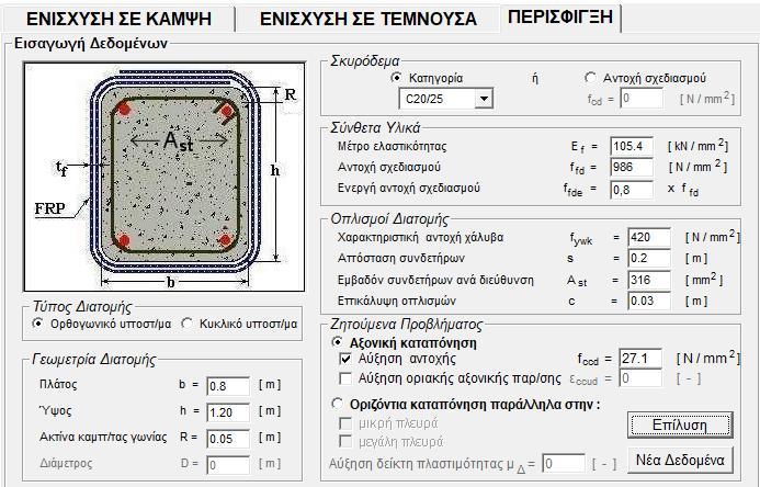 Σχήμα 4-8: Διάγραμμα αύξησης θλιπτικής αντοχής σκυροδέματος ΔΙΑΓΡΑΜΜΑ ΑΥΞΗΣΗΣ ΘΛΙΠΤΙΚΗΣ ΑΝΤΟΧΗΣ ΣΚΥΡΟΔΕΜΑΤΟΣ Αύξηση Αντοχής f ccd (MPa) 40 35 30 25 20 15