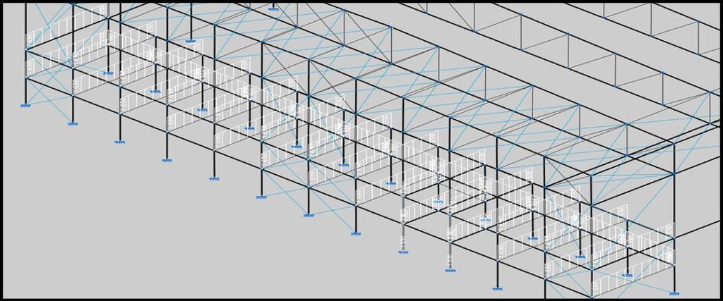 DSEÑO Y CÁLCULO DE LA ESTRUCTURA DE UN HANGAR PAR AVONES 1 Carga permanente: lustración 34: Situación de la carga muerta lineal de la zona de oficinas Se introduce una carga permanente que tienen en