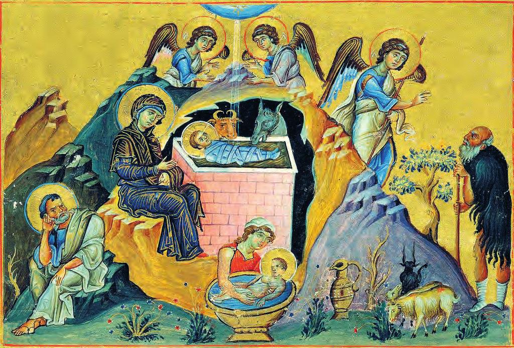Διαβάζουμε την Εικόνα της Γέννησης του Χριστού Ο αγιογράφος πρώτα θέλει να τονίσει τον εορταστικό και πανηγυρικό χαρακτήρα των Χριστουγέννων.