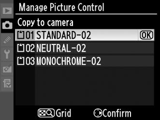 J Κοινή χρήση προσαρμοσμένων στοιχείων ελέγχου φωτογραφιών Τα εξατομικευμένα Picture Controls (Στοιχεία ελέγχου Εικόνας), τα οποία δημιουργούνται χρησιμοποιώντας το λογισμικό Picture Control Utility
