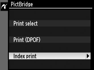 Δημιουργία ευρετηρίου εκτύπωσης Για να δημιουργήσετε ένα ευρετήριο εκτύπωσης όλων των φωτογραφιών JPEG της κάρτας μνήμης, επιλέξτε το [Index print] (Ευρετήριο εκτύπωσης) στο Βήμα 2 της ενότητας