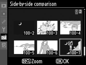 Επισημάνετε το στοιχείο [Sideby-side comparison] (Σύγκριση δίπλα-δίπλα) και πιέστε το 2, για να εμφανίσετε το παράθυρο διαλόγου επιλογής φωτογραφίας.