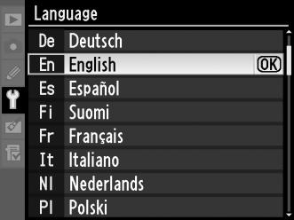 Πιέστε το G (Μενού), για να εμφανίσετε τα μενού της μηχανής και, στη συνέχεια, επιλέξτε το στοιχείο [Language] (Γλώσσα) στο μενού ρυθμίσεων.