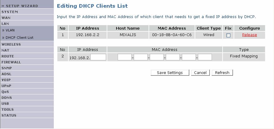 Μενού LAN, Συνέχεια NetFasteR IAD 2 ηµιουργία Σταθερού DHCP Client Για να δηµιουργήσετε ένα σταθερό DHCP Client, ακολουθήστε την παρακάτω διαδικασία: Step Action 1 Στη σελίδα DHCP Client κάντε κλικ