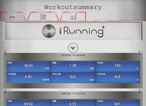 5 Πιέστε το εικονίδιο irunning+ για να ελέγξετε κάθε δεδομένο προπόνησης.