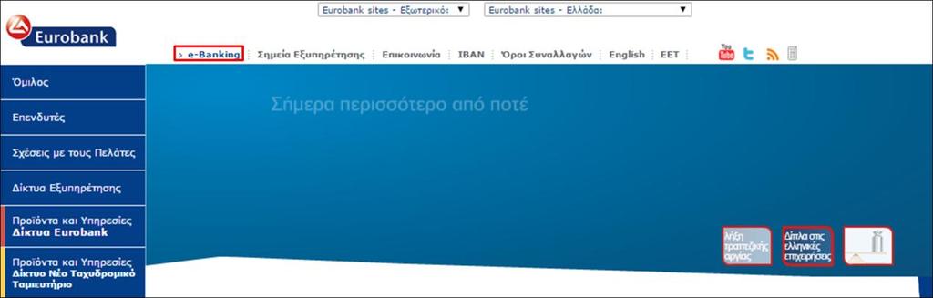 2.1.3 Internet banking με την Eurobank. 2.1.3.1 Διαδικασία εγγραφής στο internet banking. Για την εγγραφή στο σύστημα internet banking της Eurobank, υπάρχουν διάφορες επιλογές.