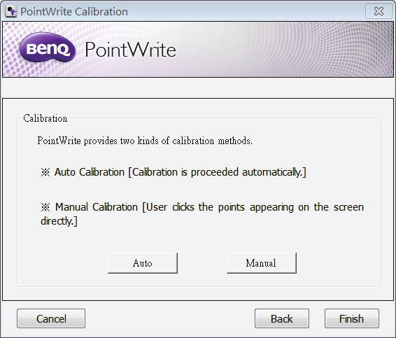 Βαθμονόμηση PointWrite Auto calibration 1 : κάντε κλικ στο και η διαδικασία βαθμονόμησης θα εκτελεστεί αυτόματα.