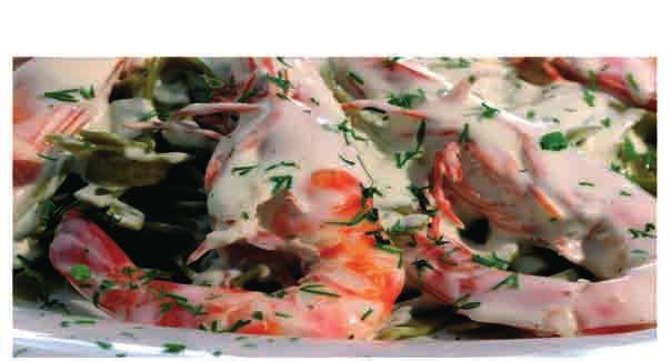θαλασσινές σπεσιαλιτέ Θαλασσινό Πιάτο Ταλιατέλες απο σπανάκι με Γαρίδες σε σαλτσα Γιαουρτιού Ποικιλία διαφόρων θαλασσινών καλαμάρι**, γαρίδα**,οκταπόδι** μύδια, με φρέσκια ντομάτα & τυρί Φέτα Γρ 950