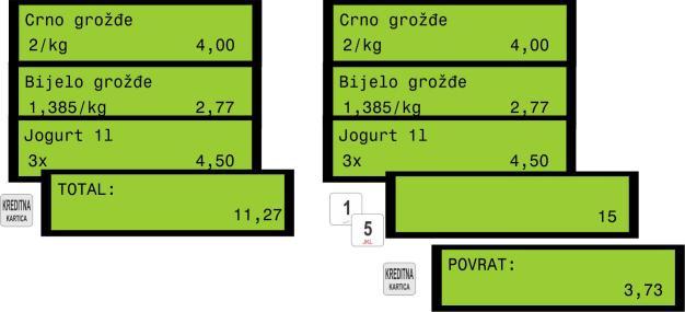 Nakon preuzimanja čeka i potvrde njegove validnosti potrebno je unijeti njegovu novčanu vrijednost i pritisnuti taster ČEK.