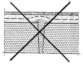 Σχήμα 8 Όταν το ένα φύλλο προεξέχει του άλλου από πλευράς επιπεδότητας, πρέπει μετά το στέγνωμα της κόλλας τοποθέτησης της θερμομόνωσης, να εξαλειφθεί η διαφορά, με τρίψιμο, βούρτσισμα και