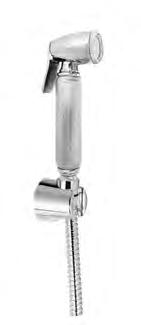 Available finishings: chrome-chrome&gold FR_ Douchette laiton shut-off avec manche lisse ou cranté flexible laiton cm 120, support mural ABS.