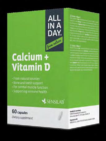 50 _ 70 % Priporočeni dnevni vnos KALCIJA 800 mg za ženske in moške Če se v poletnih mesecih brez zaščite izpostavljamo sončnim žarkom, se v naši koži sintetizira 20 µg vitamina D na dan.