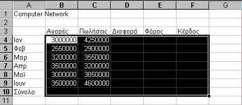 Σημειώσεις στο Microsoft Excel 3.1.