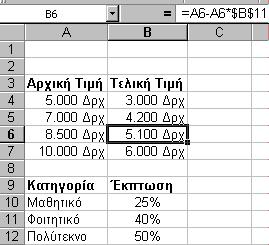 Σημειώσεις στο Microsoft Excel Στο σχήμα παραπάνω βλέπουμε τη σωστή χρήση του τύπου, με σωστό φυσικά αποτέλεσμα. 4.2.