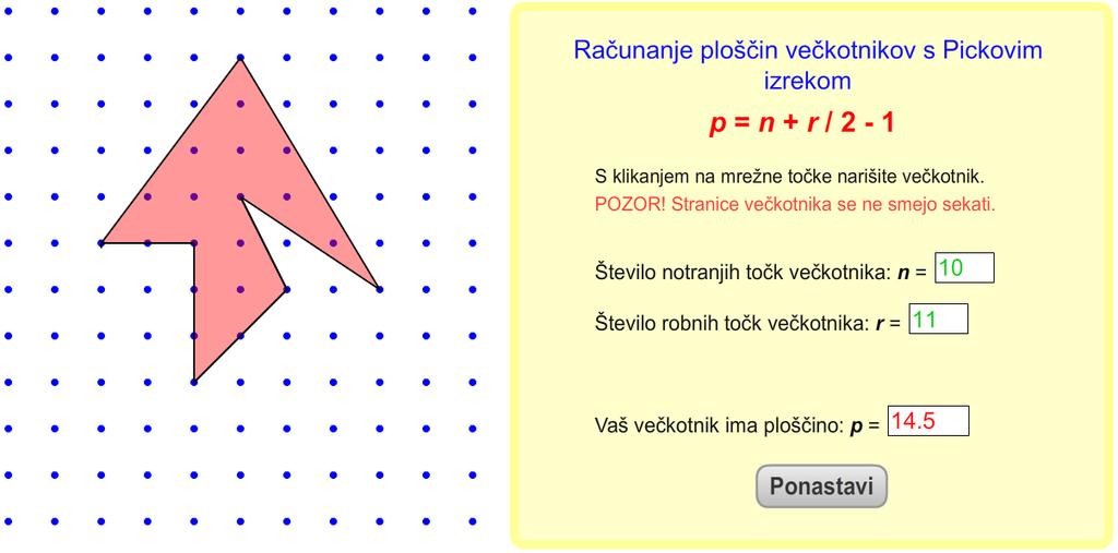 Slika 50: Izgled ra unalni²kega programa Pickov izrek ob izvajanju 5.4 Koda programa Pickov izrek import ash.events.mouseevent; import ash.display.shape; ponovi.addeventlistener(mouseevent.