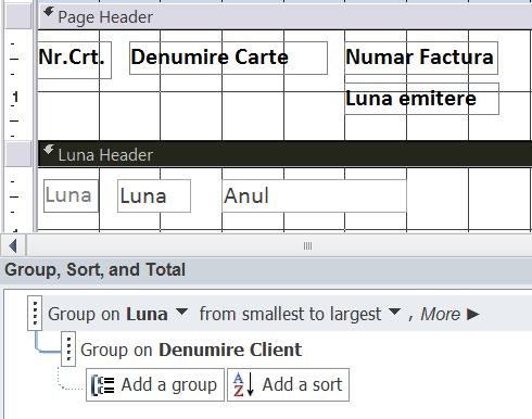Grupuri: Situatia cartilor livrate in 2013 pe CLIENTI Editarea grupului Luna pentru antet