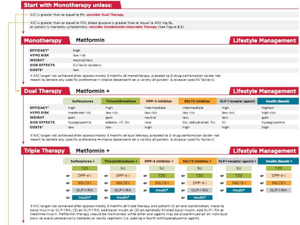87 Εικόνα 1. Θεραπευτικά βήματα στη θεραπεία του ΣΔ2 [4] τιμών γλυκόζης με μηχανισμό ανεξάρτητο από την ινσουλίνη και χωρίς υπογλυκαιμίες.