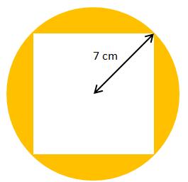Área do cadrado: Árrr ccccccc = 5 2 = 25 cc 2 Área do sector circular: Árrr