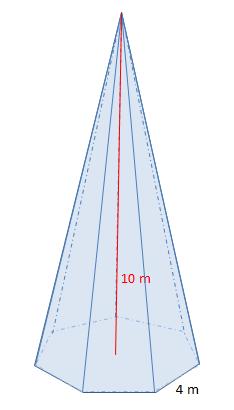 Área total = área lateral + área da base Área lateral: AL é a suma das áreas das súas caras laterais que son triángulos iguais (área lateral = perímetro da base altura (h)/2).