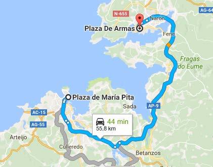 A distancia en liña recta entre A Coruña e Ferrol son 19,13 km, no mapa a distancia en liña recta entre estas dúas cidades é de 3,826 cm. A que escala está debuxado o mapa?