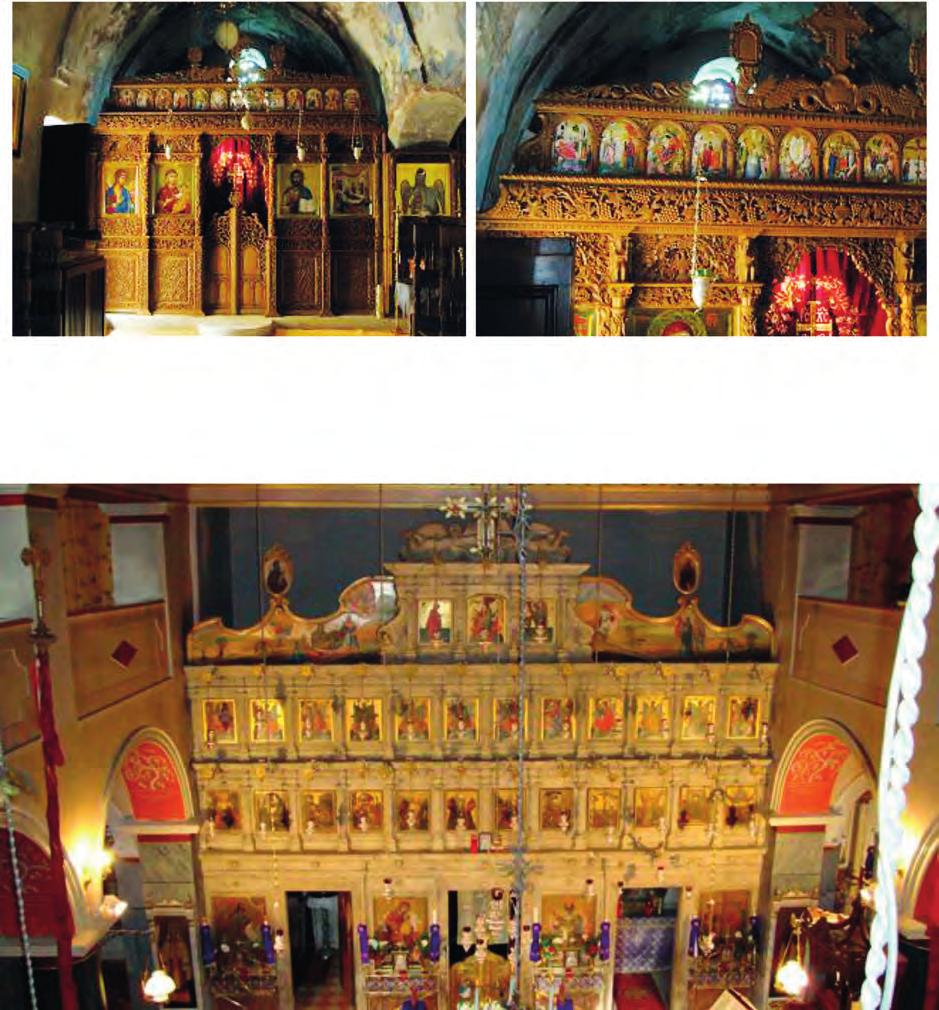 Το εικονοστάσι ή τέμπλο χωρίζει το ιερό από τον χώρο των πιστών. Ψηλά στο εικονοστάσι υπάρχει μια σειρά από μικρές εικόνες που παρουσιάζουν το Δωδεκάορτο.