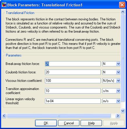 Transition approximation coefficient = Είναι ο συντελεστής C o οποίος καθορίζει πως μεταβαίνουμε από την τριβή εκκίνησης στην σταθερή τριβή coulomb πέραν της οποίας πλέον αρχίζει να υπάρχει η