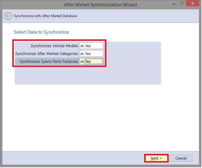 Synchronize with After Market Database Πριν χρησιμοποιήσετε λειτουργίες που απαιτούν δεδομένα από After Market, θα πρέπει να συγχρονίσετε την βάση σας με τη βάση After Market ώστε να έχετε