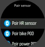 Suunto Spartan Trainer Wrist HR supports the following types of PODs and sensors: Heart rate Bike Power Foot ΣΗΜΕΙΩΣΗ: You cannot pair anything if airplane mode is on.