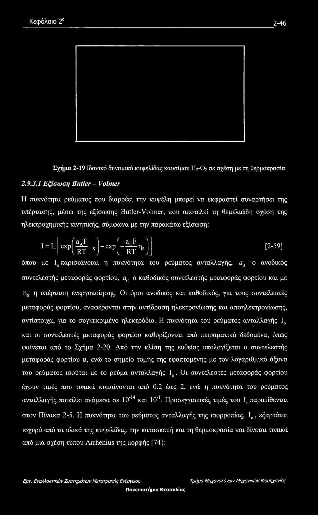 ηλεκτροχημικής κινητικής, σύμφωνα με την παρακάτω εξίσωση: 1 = 1.