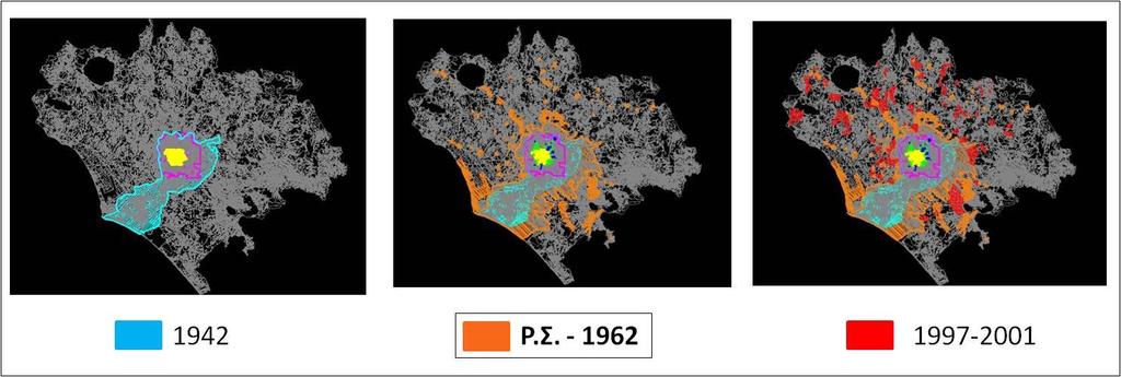 Τα Ρυθμιστικά Σχέδια έως και τη δεκαετία του 1960 τα οποία προέβλεπαν μια πιο οργανωμένη αστική εξάπλωση, εφόσον το κέντρο ασφυκτιούσε καθώς ο πληθυσμός της Ρώμης όλο και αυξανόταν, δεν ήταν ικανά