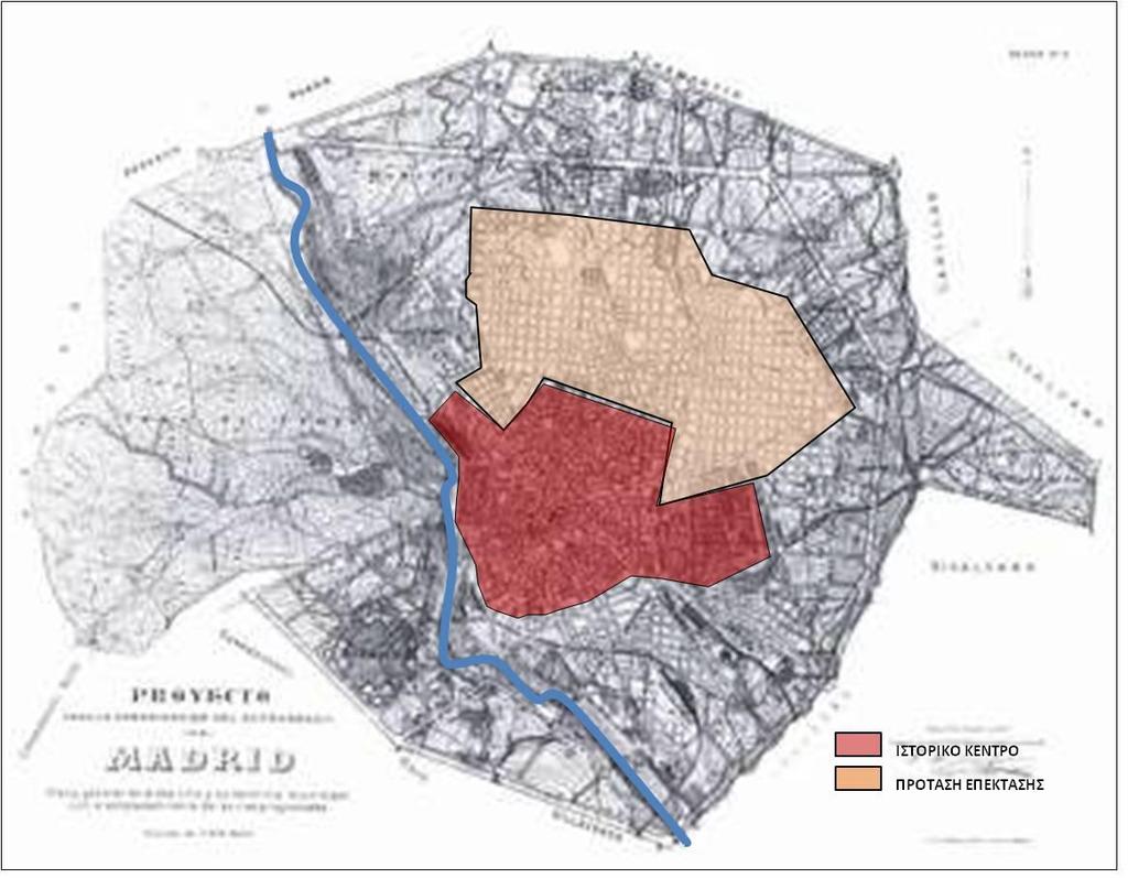 Εικόνα 25 - Ρυθμιστικό Σχέδιο Μαδρίτης, 1911 Το 1922 και το 1926 έγιναν ακόμα δύο προσπάθειες με νέες προτάσεις Σχεδίων, καθώς ο πληθυσμός είχε αυξηθεί στους 800.