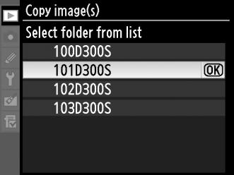 Για να επιλέξετε από μια λίστα με υπάρχοντες φακέλους, επιλέξτε Select folder from list (Επιλογή φακέλου από λίστα), επισημάνετε έναν φάκελο, και πιέστε το J. 9 Αντιγράψτε τις φωτογραφίες.