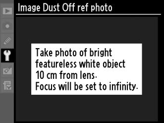 Image Dust Off Ref Photo (Εικόνα απομάκρυνσης σκόνης φωτογραφίας αναφοράς) Κουμπί G B μενού ρυθμίσεων Αντλήστε δεδομένα αναφοράς για την επιλογή απομάκρυνσης σκόνης φωτογραφίας στο Capture NX 2