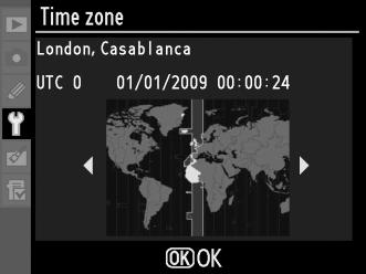 Επιλέξτε Time zone (Ζώνη ώρας) και πιέστε 2.