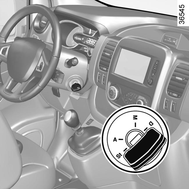 ΕΚΚΙΝΗΣΗ, ΣΒΉΣΙΜΟ ΤΟΥ ΚΙΝΗΤΉΡΑ: Aυτοκίνητο με κλειδί Σβήσιμο του κινητήρα Με τον κινητήρα στο ρελαντί, γυρίστε το κλειδί στη θέση «Στοπ» St.