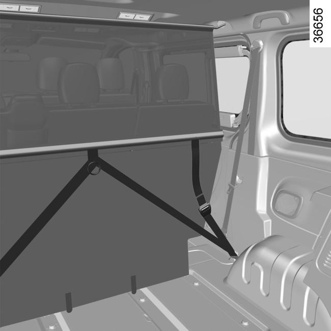 ΔΙΑΧΩΡΙΣΤΙΚΌ ΠΛΈΓΜΑ (2/2) 1 2 A 3 4 8 5 Τοποθέτηση του διαχωριστικού πλέγματος A πίσω από τα πίσω καθίσματα Στο εσωτερικό του αυτοκινήτου, από