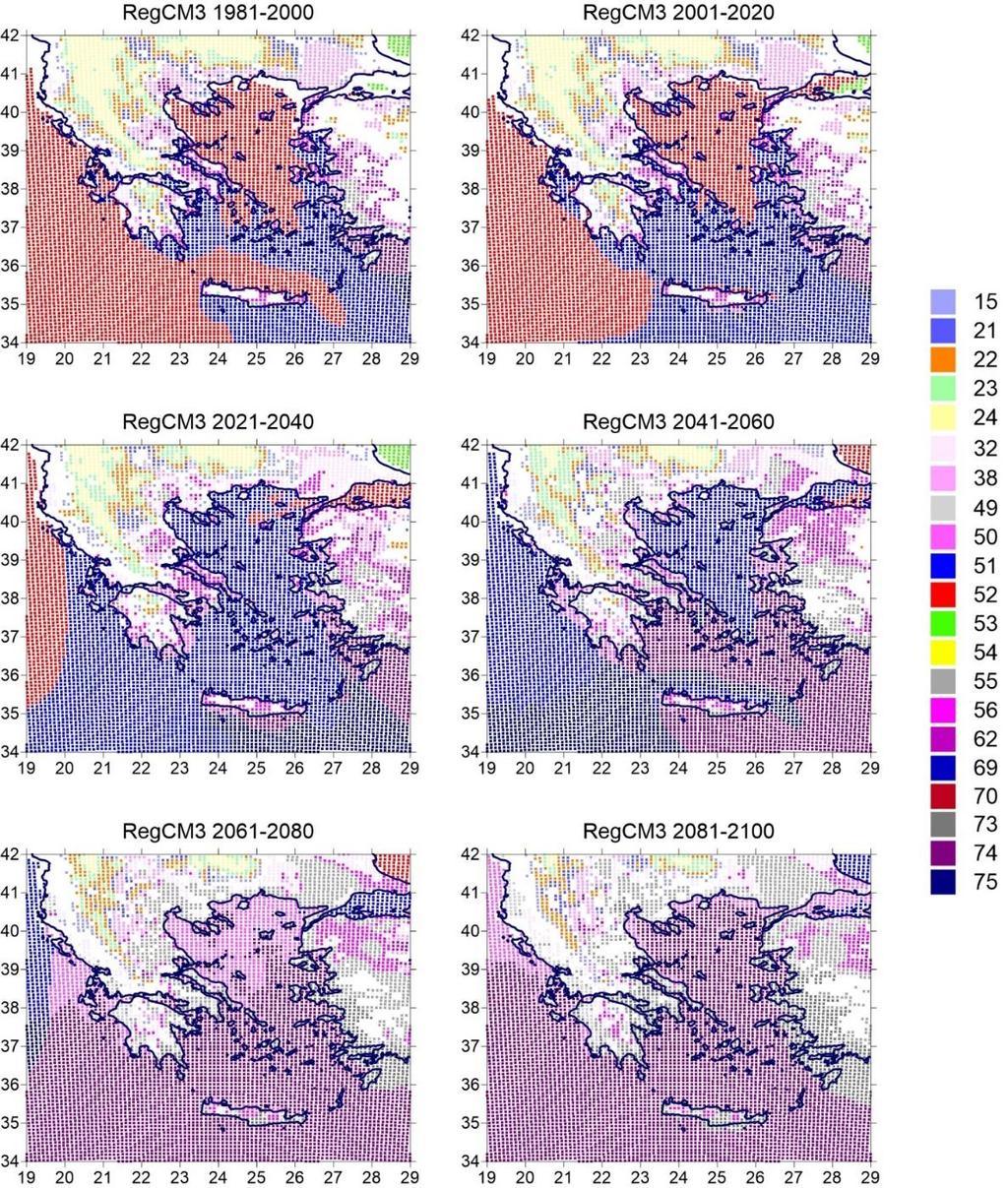 Περιοχή 1981-2000 2081-2100 Κ.