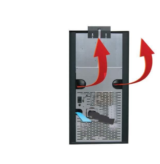 Uscita aria calda Hot air outlet Entrata aria fredda Cold air inlet