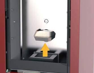 La camera di combustione è smontabile in 3 mosse per la pulizia del giro fumi, ciò rende tale pulizia facile e veloce. 1) Rimozione del braciere. 2) Svitamento della vite della camera di combustione.