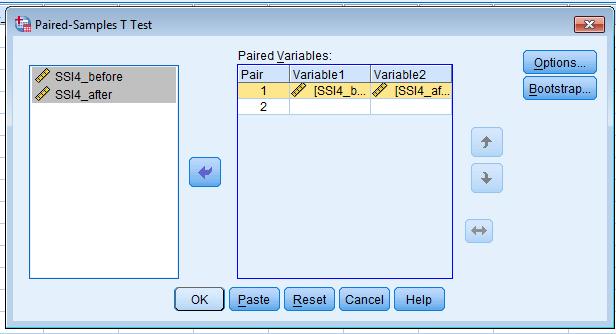 ΕΛΕΓΧΟΣ ΥΠΟΘΕΣΕΩΝ ΕΦΑΡΜΟΓΕΣ Οι μέσες τιμές για το εργαλείο SSI-4 πριν και μετά τη θεραπεία είναι 20,50 και 17,50 όπως φαίνεται από τον Πίνακα Paired Samples Statistics.