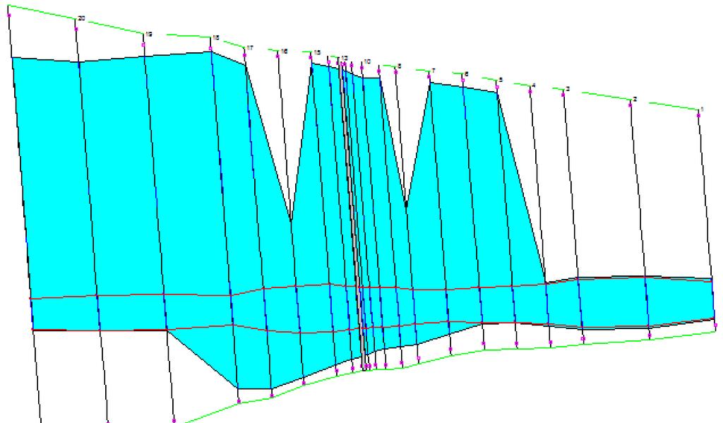 Slika 38 : 3D model za srednji vodostaj sa mostom Slika 39 : 3D model za maksimalni vodostaj sa mostom Kod ovih 3D modela primjećujemo da