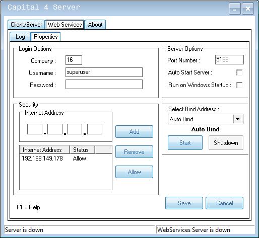 Ρυθµίσεις στον Kef32Srv Login Options Εδώ ορίζουµε την εταιρεία, τον χρήστη και το password µε τα οποίο θα εκτελούνται οι κλήσεις στα WebServices.