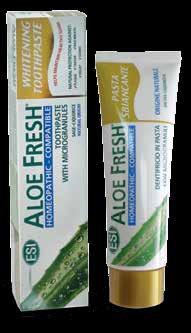 ΣΕΙΡΑ ΠΕΡΙΠΟΙΗΣΗΣ ΜΕ ΑΛΟΗ Aloe Fresh οδοντόκρεμα Λεύκανση / Πρόληψη τερηδόνας και ουλίτιδας Οδοντόκρεμα με βάση την Aloe Vera, η οποία συνιστάται για την πρόληψη της τερηδόνας, της πέτρας και της