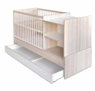 στρώματος: 140x70(cm) Baby cot Large storage drawer Fixed railings 3 Adjustable seat mattress It has a Shelf - baby changer BookComo JB.