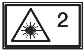 Κατηγορία λέιζερ 2. Μην κοιτάτε στην ακτίνα. Μην κατευθύνετε την ακτίνα σε άλλα πρόσωπα ή σε περιοχές, στις οποίες ενδέχεται να βρίσκονται άλλα πρόσωπα, που δεν έχουν σχέση με τις εργασίες λέιζερ.