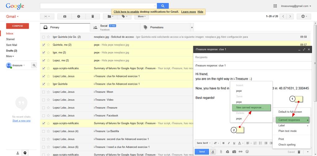 2. Η εικόνα θα πρέπει να επισυνάπτεται στην έτοιμη απάντηση: 2012 Google Inc. Με την επιφύλαξη παντός δικαιώματος. Η υπηρεσία του Gmail webmail είναι ένα εμπορικό σήμα της Google Inc.